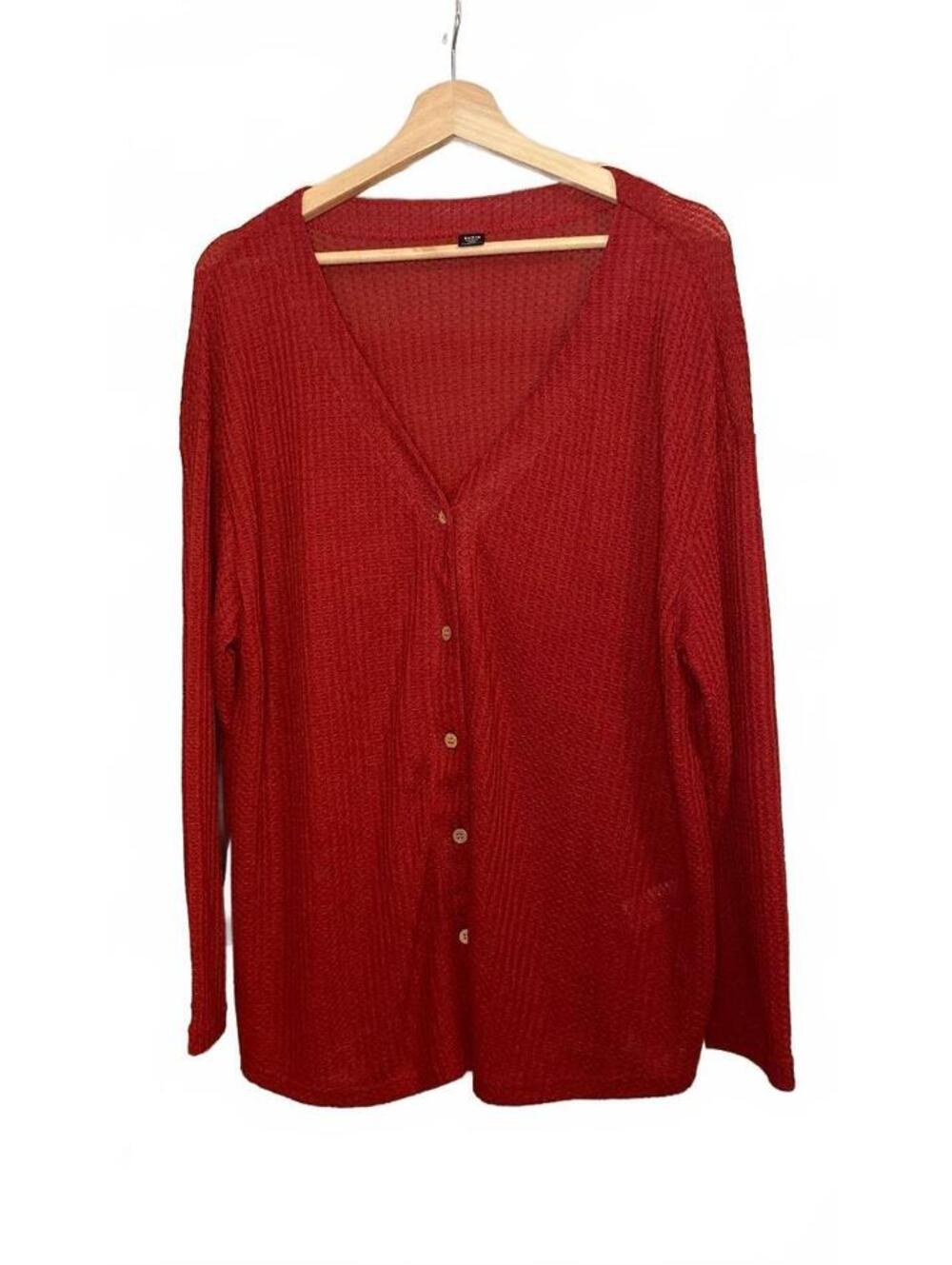 Red Button-Up Cardigan Sweater 2XL